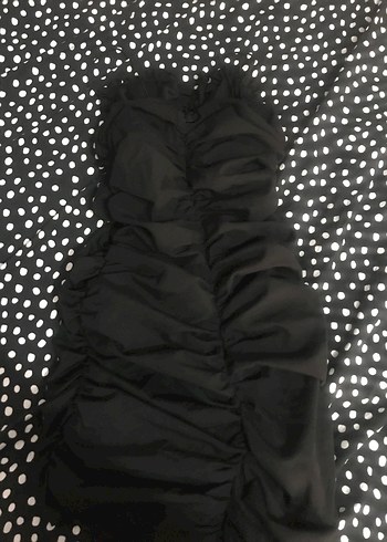 Siyah Büzgülü mini elbise - Görsel 2