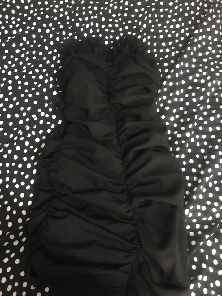 Siyah Büzgülü mini elbise - Görsel 2