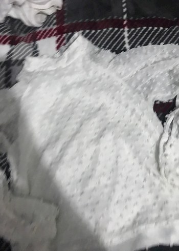 Beyaz Uzun Kollu Beyaz puantiye kolları tül  Kadın Bluz - Görsel 3