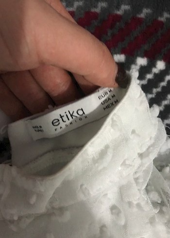 Beyaz Uzun Kollu Beyaz puantiye kolları tül  Kadın Bluz - Görsel 4