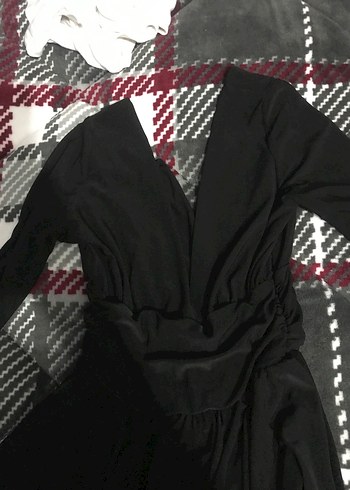 Uzun Kollu Siyah V Yakalı şortlu Gotik Elbise - Görsel 2