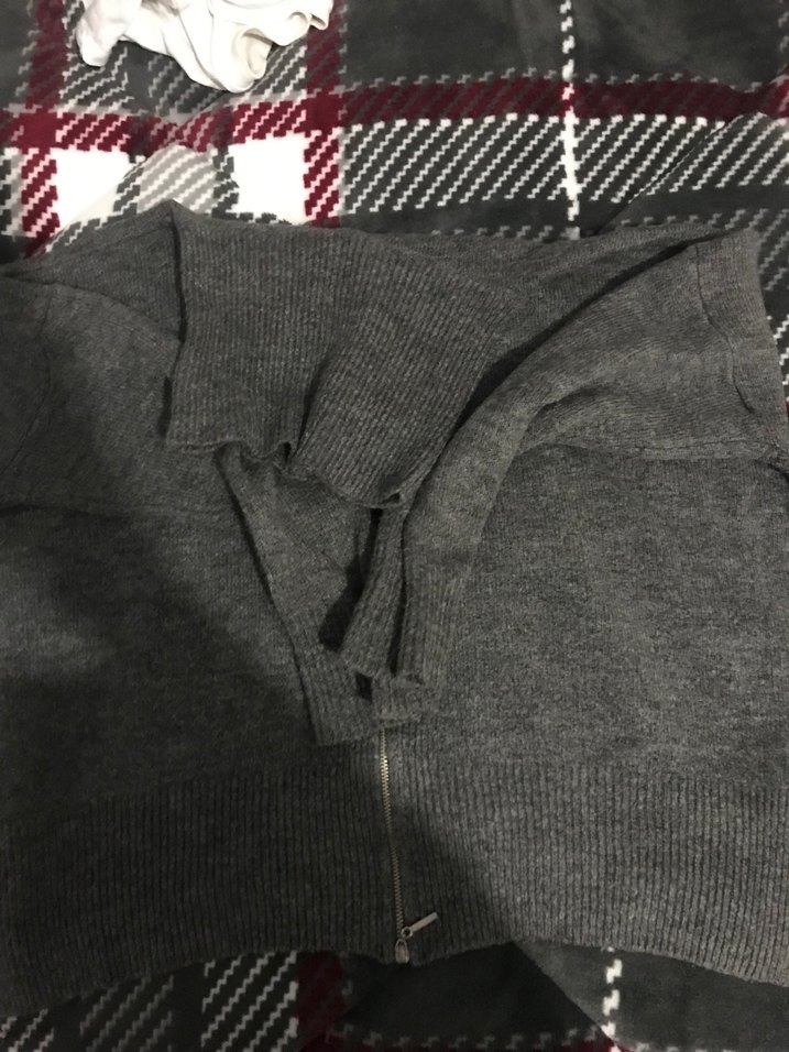 Gri Arkası Fermuarlı Boğazlı Kadın Kazak - Görsel 2