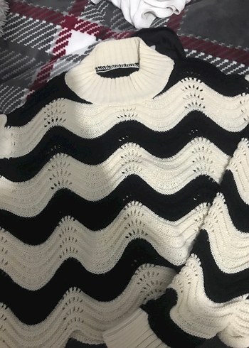 Zebra Desenli Örgü Kadın Kazak - Görsel 2