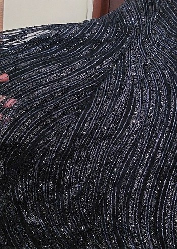 Boncuk İşlemeli Siyah Uzun Abiye Elbise - Görsel 3