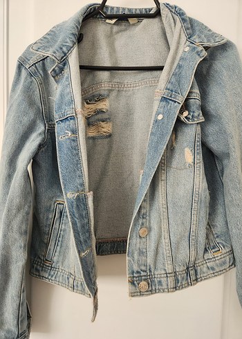 Düğmeli Kadın Mavi Denim Ceket