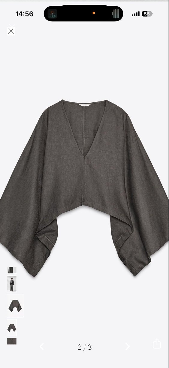 Gri V Yakalı Keten  Top - Görsel 2