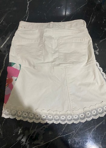 Diğer Özel dikim Dantel Detaylı Beyaz Mini Etek