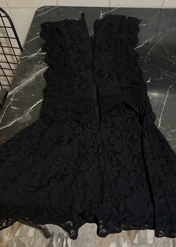 Diğer Siyah dantelli mini elbise