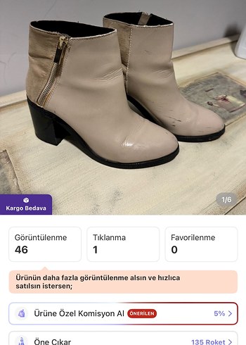 Bej Deri Kadın Topuklu Bot