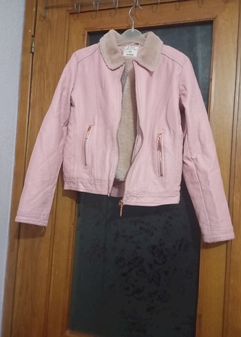 Pembe Süet Kadın Ceket, Fermuarlı, Midi Boy - Görsel 2