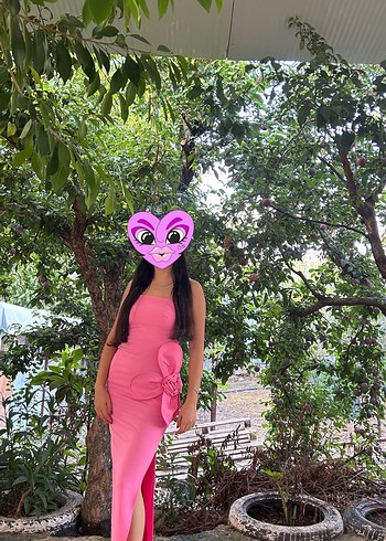 xs Beden Pembe Midi Straplez Drapeli Kadın Elbise