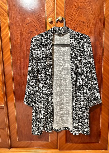 l Beden Düğmeli Uzun Kesim Kadın Blazer Ceket