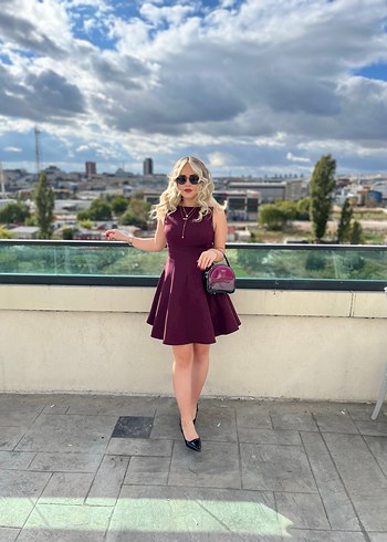 Bordo Mini Elbise - Görsel 2