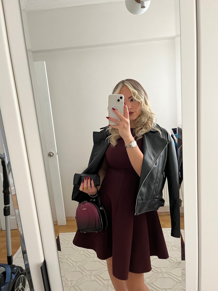 Bordo Mini Elbise - Görsel 4