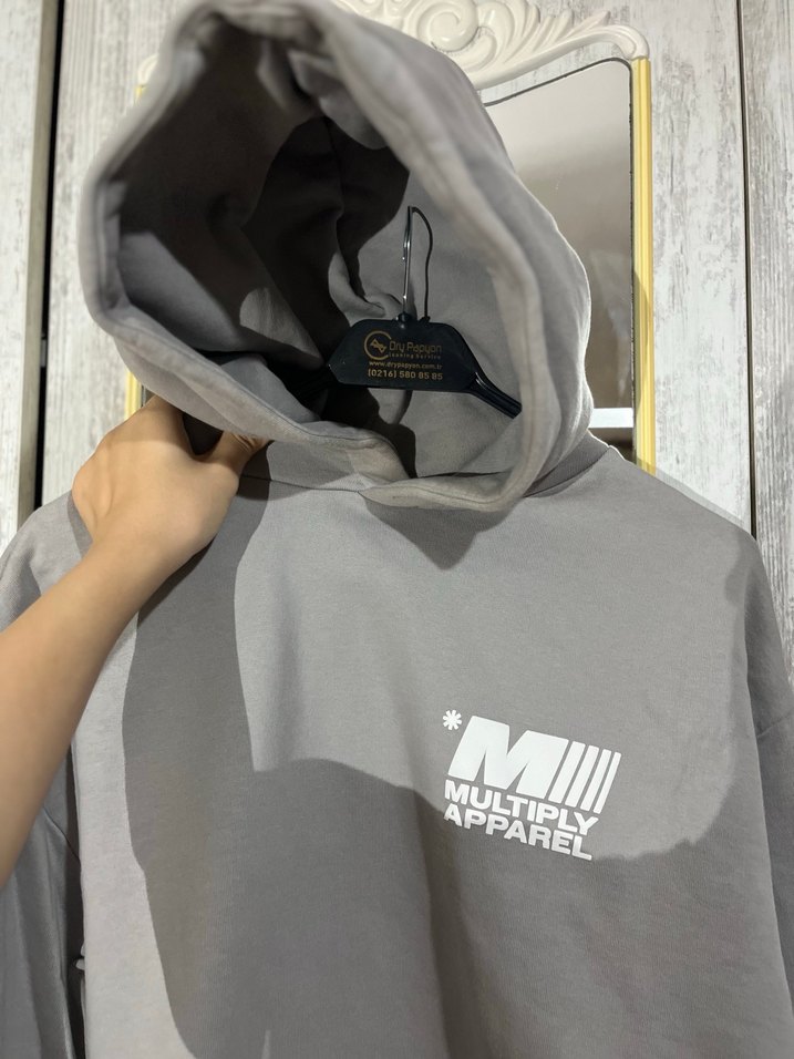 Kapüşonlu Gri Kadın Sweatshirt - Görsel 3