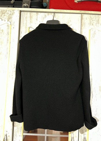 Siyah Deri ve Triko Kombinli Ceket - Görsel 3