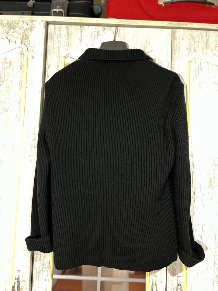 Siyah Deri ve Triko Kombinli Ceket - Görsel 3