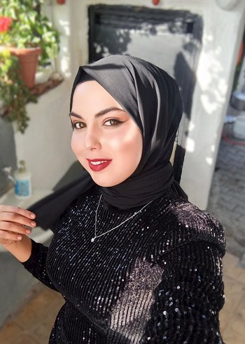 Abiye Siyah Payetli Uzun Kollu Abiye Elbise