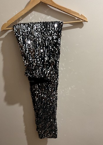 Zara Boncuk İşlemeli Siyah Yılan Desenli Kadın Pantolon