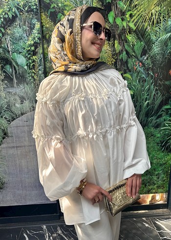 Pembe Salaş Midi Tunik, Uzun Kollu, Bohem Stil - Görsel 2