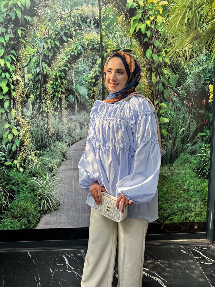 Pembe Salaş Midi Tunik, Uzun Kollu, Bohem Stil - Görsel 3