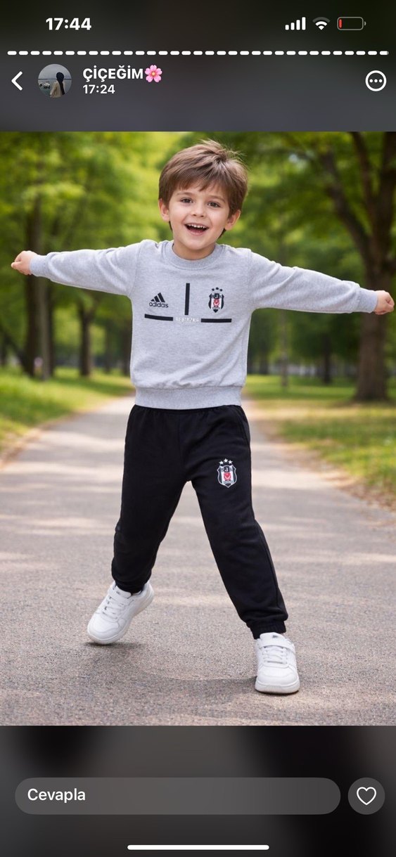 Erkek Çocuk Gri Baskılı Sweatshirt ve Eşofman - Görsel 2