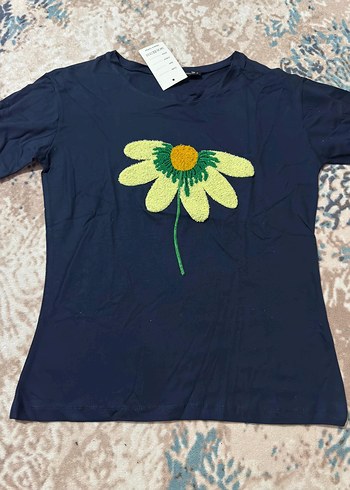 Standart Beden Beden Renkli Baskılı Mavi Kız Tişörtü