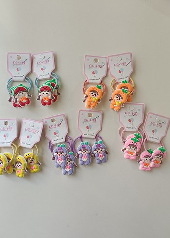 Renkli Nakışlı Elastik Çocuk Saç Tokaları - Görsel 2