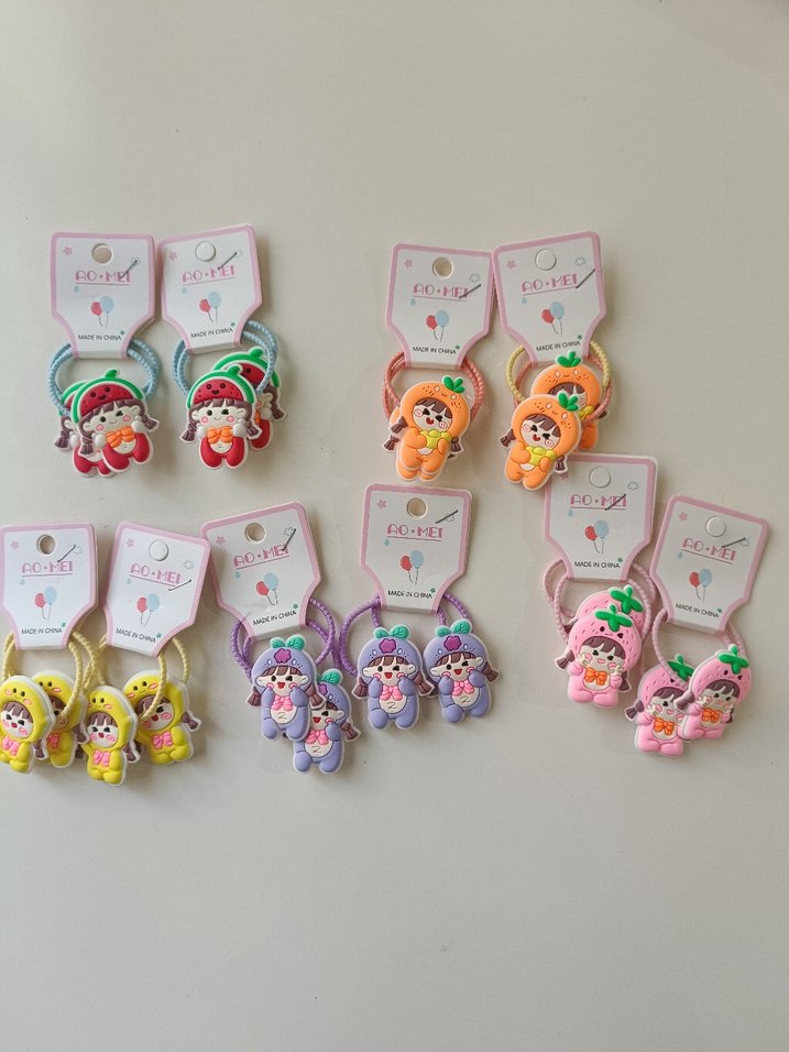 Renkli Nakışlı Elastik Çocuk Saç Tokaları - Görsel 2