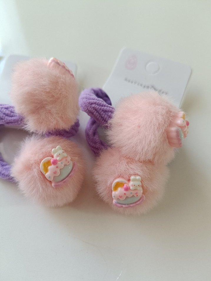 Pembe Nakışlı Elastik Çocuk Saç Tokası - Görsel 2