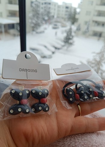 Kız Çocukları Siyah Baskılı Lastikli Saç Bantları - Görsel 2