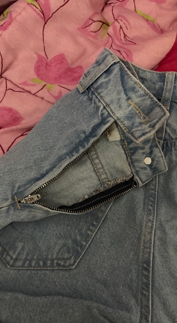 Fermuarlı Mavi Midi Denim Etek - Görsel 3