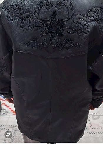 Düğmeli Siyah Deri Uzun Kadın Ceket - Görsel 2