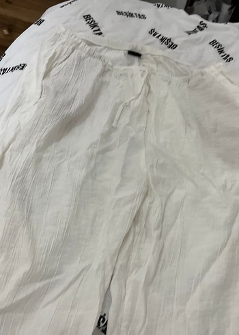 Kadın Beyaz Keten Salaş Pantolon - Görsel 2