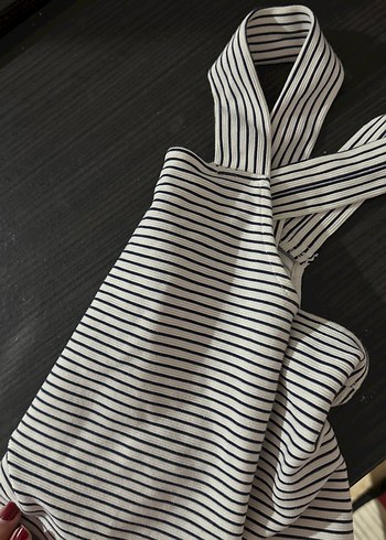 s Beden Askılı Çizgili Kadın Crop