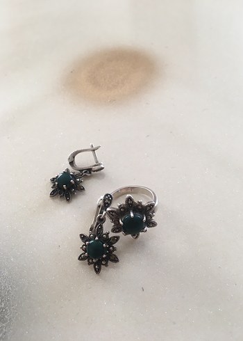 Beden yeşil Renk Yeşil Boncuklu Bohem Vintage Kadın Takı Seti gümüş 925 ayar