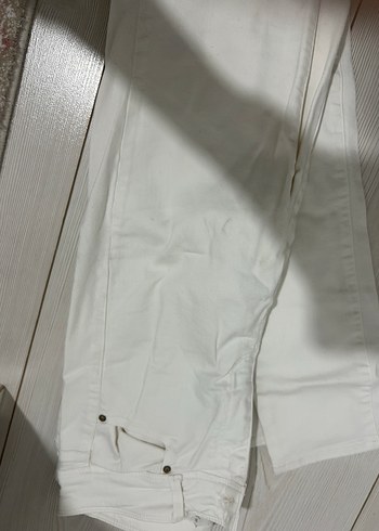 Erkek Beyaz Keten Fermuarlı Pantolon - Görsel 2