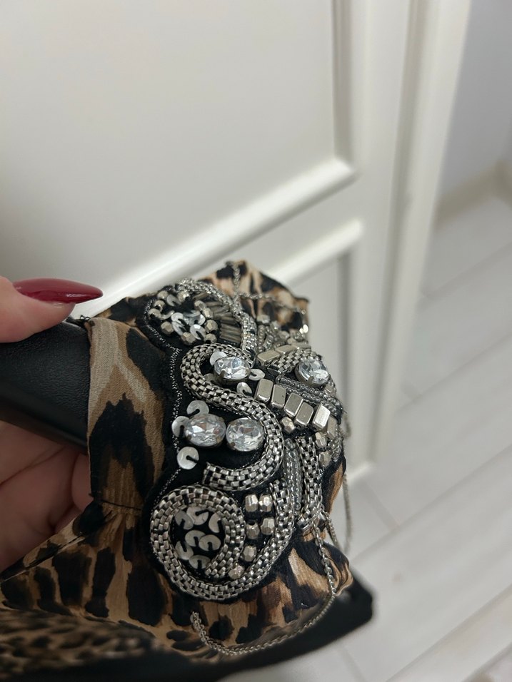 Leopar Desenli Kemerli Mini Kadın Elbise - Görsel 3