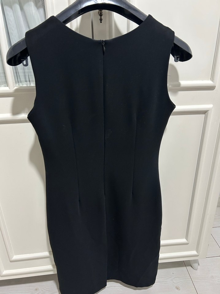 Siyah İşlemeli Midi Siyah Elbise - Görsel 4