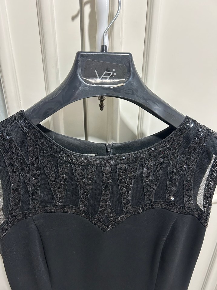 Siyah İşlemeli Midi Siyah Elbise - Görsel 2