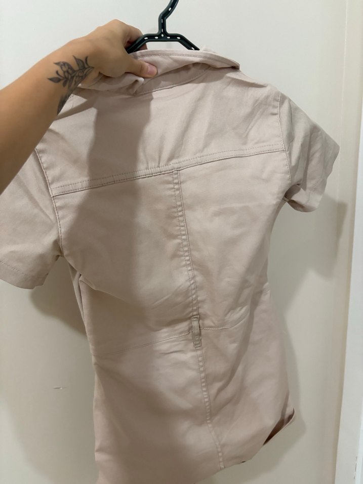 Bej Kısa Kollu Kadın Tulum - Görsel 3