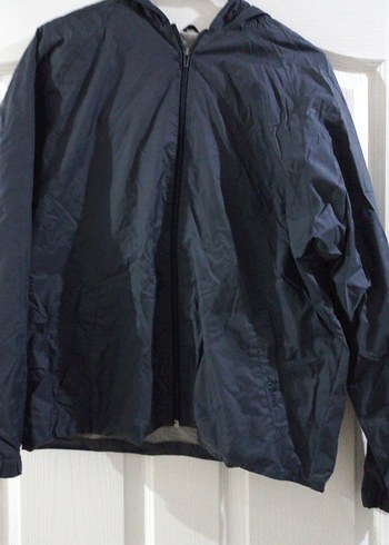 kadin Kapüşonlu Fermuarlı Mavi Yağmurluk - Görsel 2