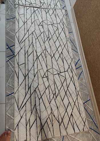 Gri Soyut Desenli Çağdaş Halı 2 adet yatak odası halisi