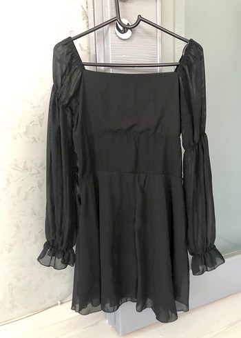 Diğer Düğmeli Siyah Gotik Midi Elbise