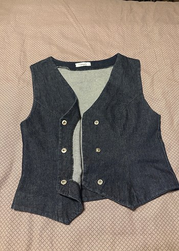 Çıtçıtlı Denim Kadın Yelek