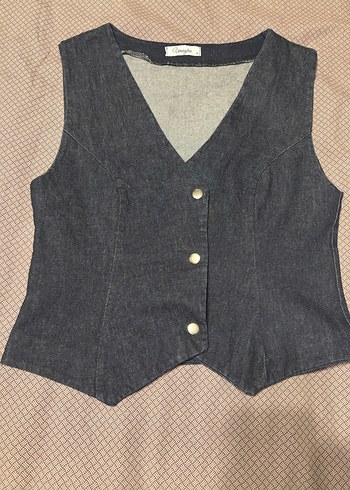Diğer Çıtçıtlı Denim Kadın Yelek
