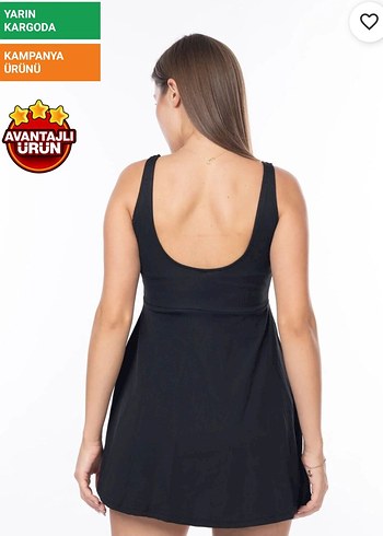 Siyah Şortlu Kadın Mayo - Görsel 6