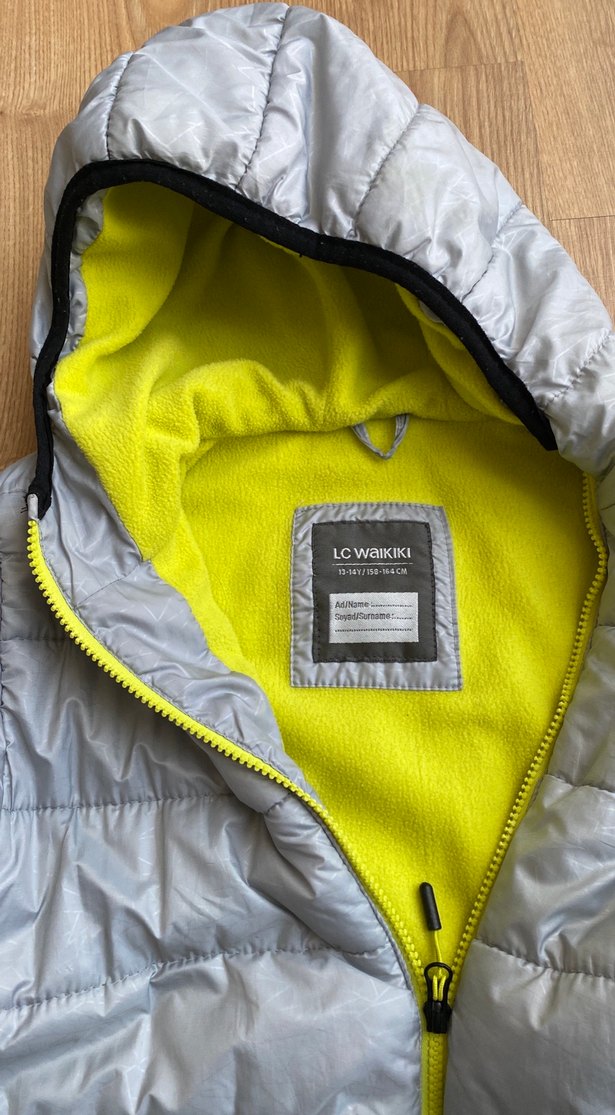 Erkek Çocuk Gri Kapüşonlu Fermuarlı Mont - Görsel 2