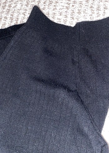 Siyah, Triko Kadın Bol Paça Pantolon - Görsel 2