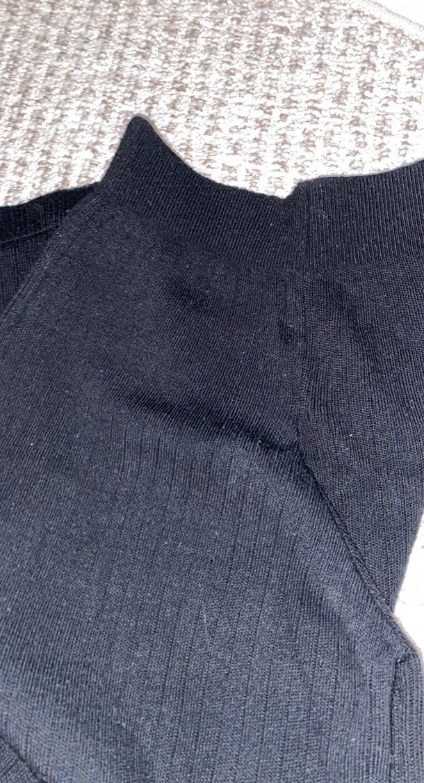 Siyah, Triko Kadın Bol Paça Pantolon - Görsel 2